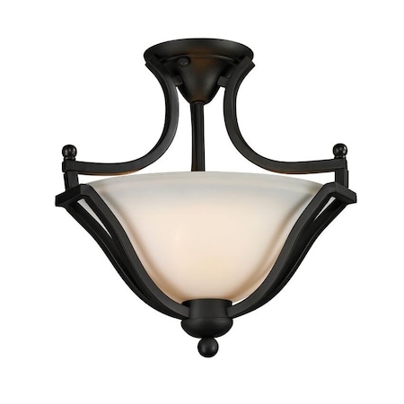 Z-Lite Lagoon 2 Light Semi Flush Mount, Matte Black & Matte Opal 703SF-MB